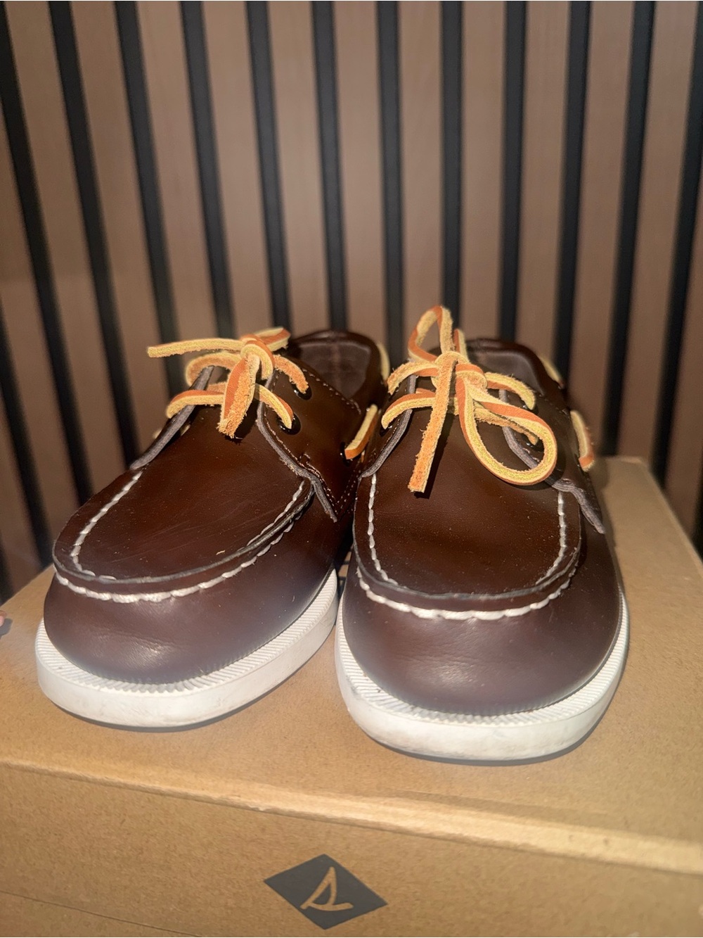 Boys Sperry Top-Sider Brown Leather Boat Shoes Classic Deck Shoes 12c
